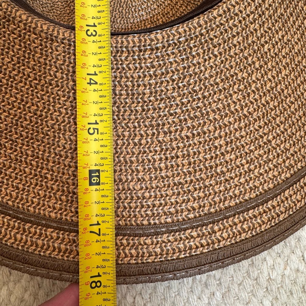 Straw Brown Wide-Brimmed Hat - Picture 11 of 13